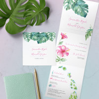 Tropical Hawaii Wedding Invitation All In One