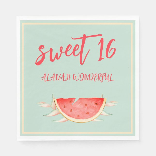  Tropical Hawaiian 16th Birthday  Napkin (Front)