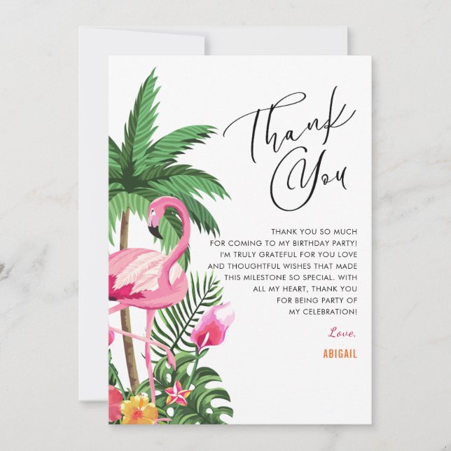 Tropical Hawaiian 25th Birthday Thank You Cards    (Front)