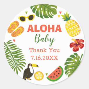 Tropical Hawaiian Aloha Baby Shower Classic Round Sticker