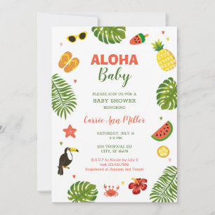Tropical Hawaiian Aloha Baby Shower Invitation