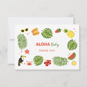 Tropical Hawaiian Aloha Baby Shower Thank You Card