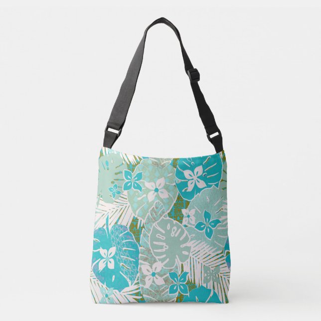 Tropical hawaiian aloha print crossbody bag (Front)