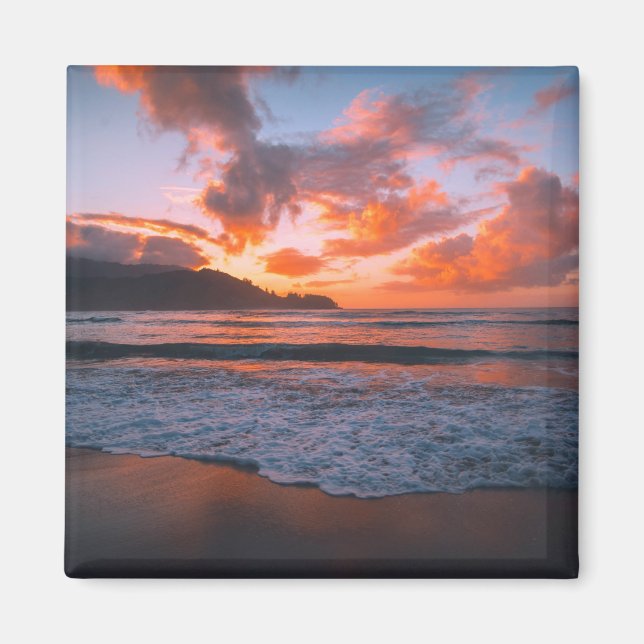 Tropical Hawaiian Beach Sunset Magnet (Front)