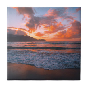 Tropical Hawaiian Beach Sunset Tile