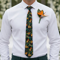 Tropical Hawaiian bird of paradise ties