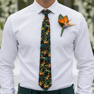 Tropical Hawaiian bird of paradise ties