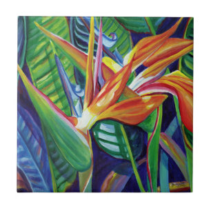 Tropical Hawaiian Bird of Paradise Tile
