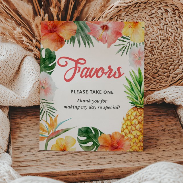 Tropical Hawaiian Birthday Party Favours Sign (Creator Uploaded)