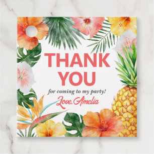Tropical Hawaiian Birthday Party gift tag