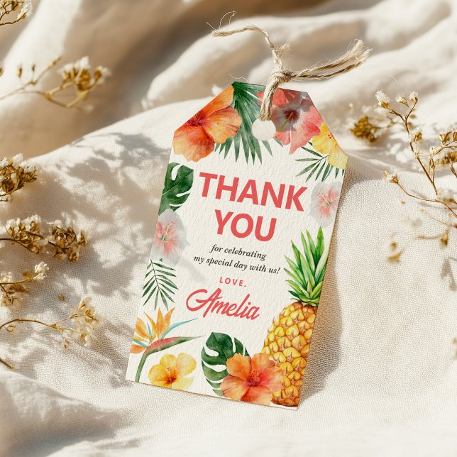 Tropical Hawaiian Birthday Party gift tag (Creator Uploaded)