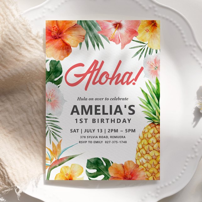 Tropical Hawaiian Birthday Party Invitation  (Creator Uploaded)