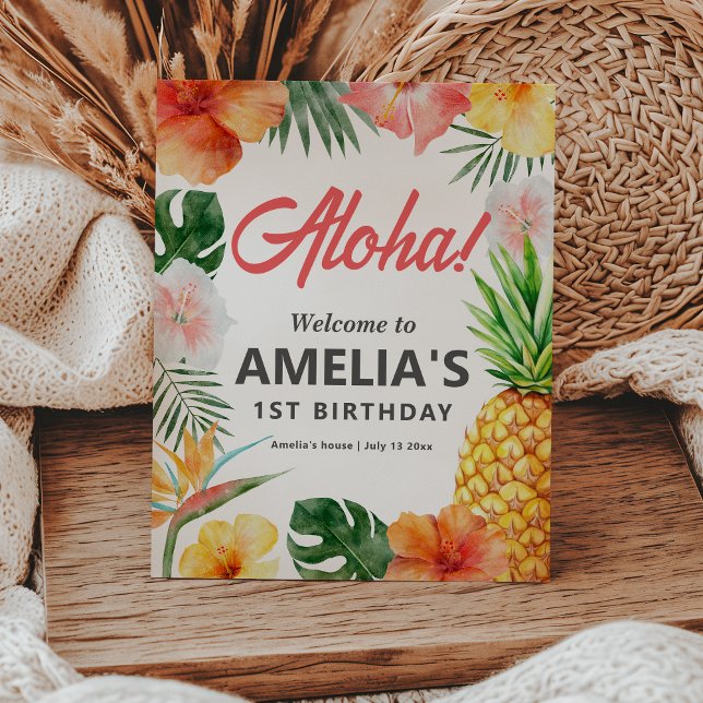 Tropical Hawaiian Birthday Party Welcome Sign (Creator Uploaded)