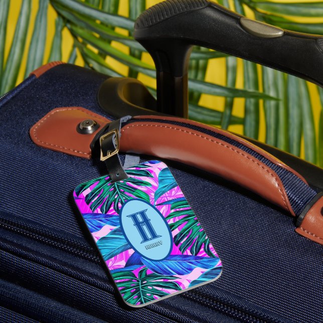 Tropical Hawaiian Blue Luggage Tag (Front Insitu 1)