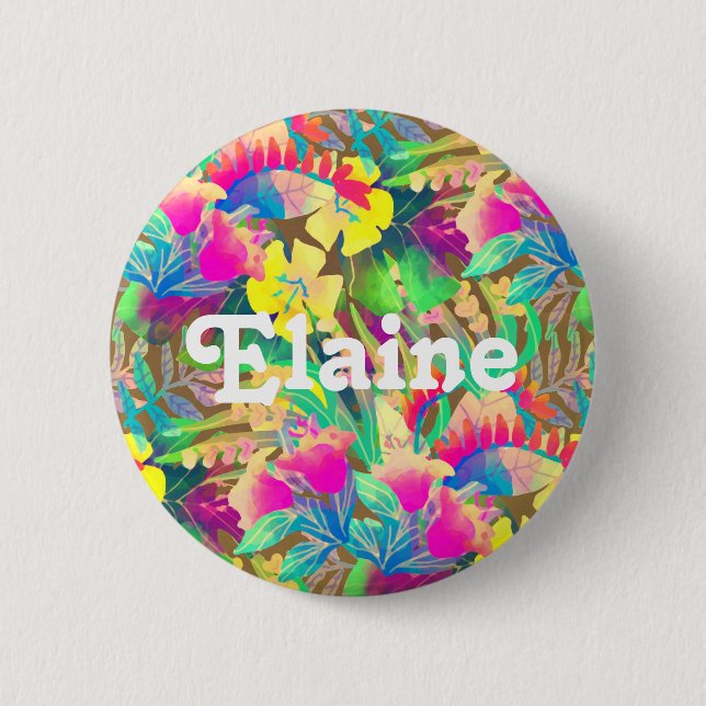 Tropical Hawaiian floral and foliage colourful  6 Cm Round Badge (Front)