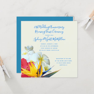 Tropical Hawaiian Floral Anniversary Vows Invitation