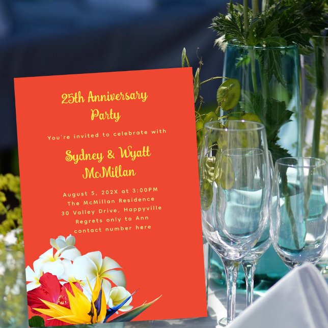 Tropical Hawaiian Floral Anniversary Vows Invitation (Creator Uploaded)