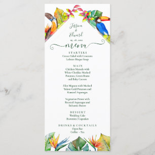 Tropical Hawaiian Floral Birds Wedding Menu