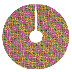 Tropical Hawaiian Floral Bohemian Aloha Brushed Polyester Tree Skirt