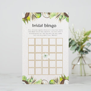 Tropical Hawaiian Floral bridal shower bingo game