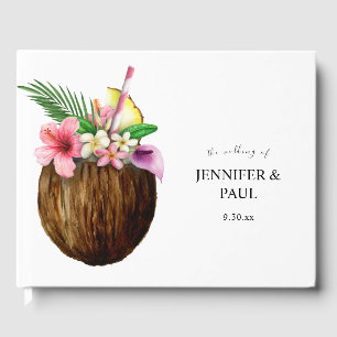 Tropical Hawaiian Floral & Coconut Guest Book
