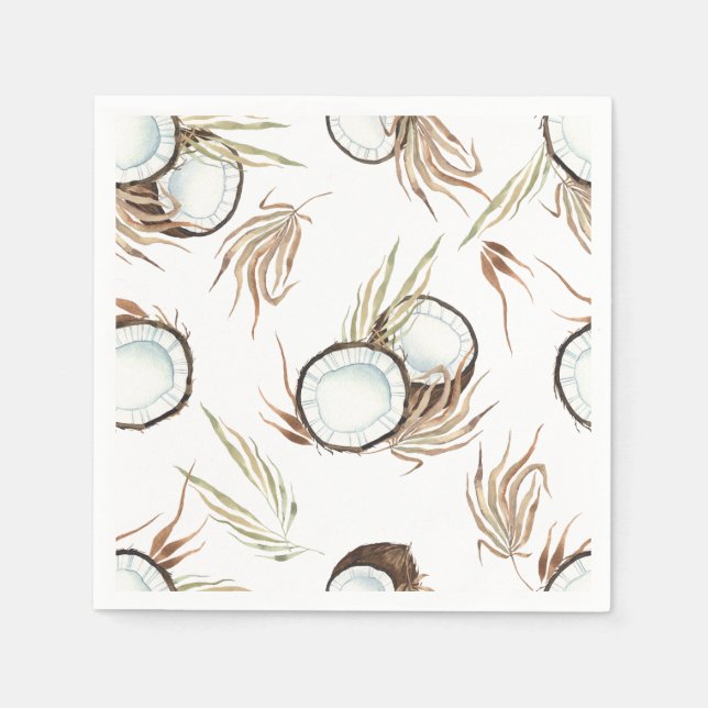 Tropical Hawaiian Floral & Coconut party Napkin (Front)