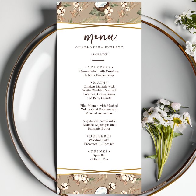 Tropical Hawaiian Floral & Coconut wedding Menu (Creator Uploaded)