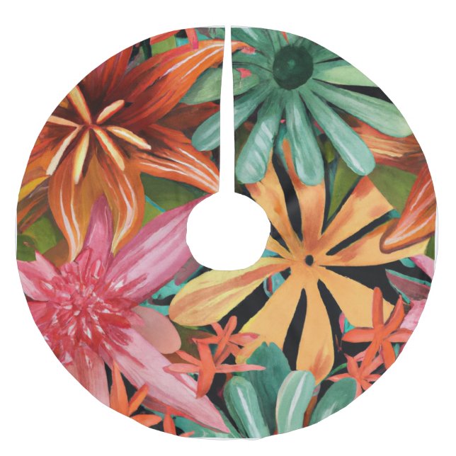 tropical/Hawaiian/floral/flower Brushed Polyester Tree Skirt (Front)
