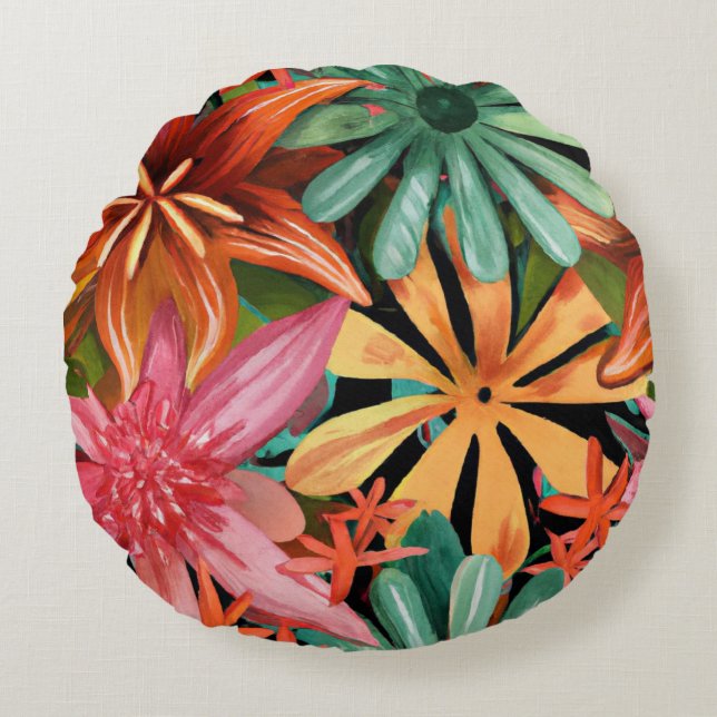 tropical/Hawaiian/floral/flower Round Cushion (Front)