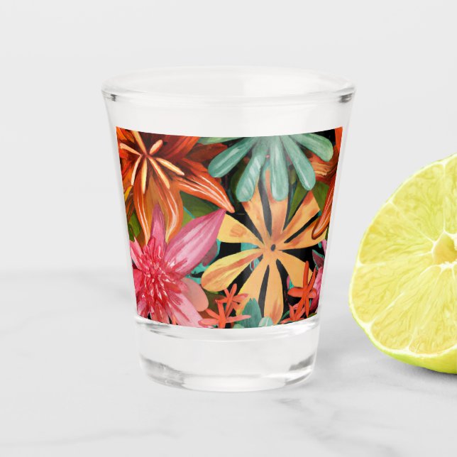 tropical/Hawaiian/floral/flower Shot Glass (Front)