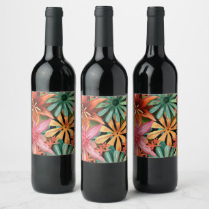 tropical/Hawaiian/floral/flower Wine Label
