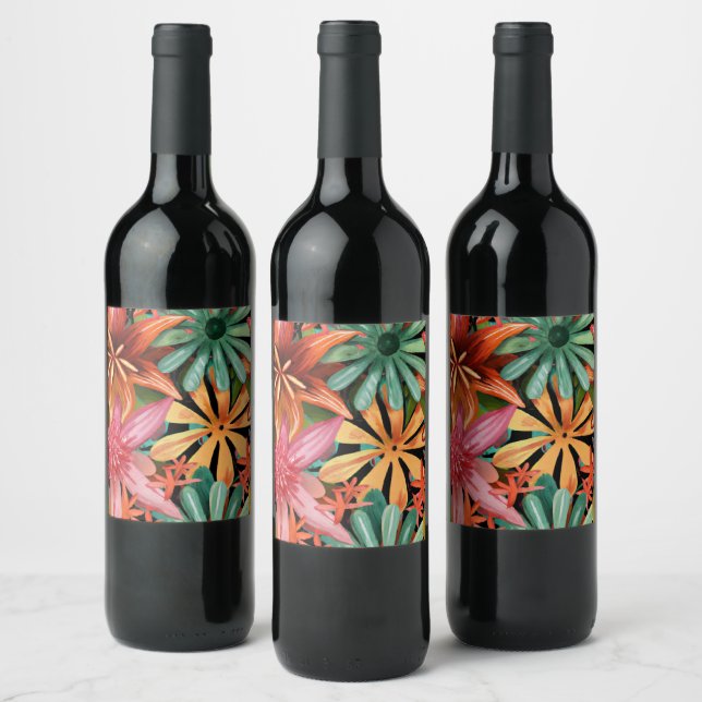 tropical/Hawaiian/floral/flower Wine Label (Bottles)