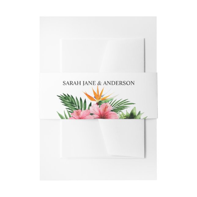 Tropical Hawaiian Floral Invitation Belly Band (Front Example)