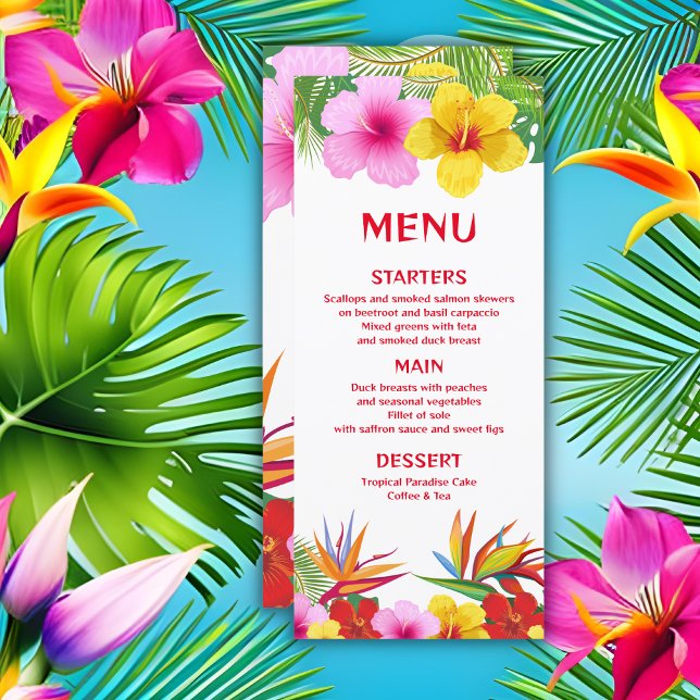 Tropical Hawaiian Floral  Menu (Creator Uploaded)