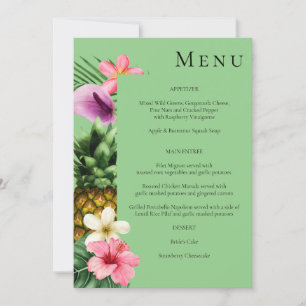 Tropical Hawaiian Floral Menu- Green Invitation