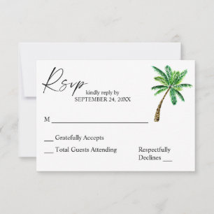 Tropical Hawaiian Floral & Palm Tree RSVP No Meal Card