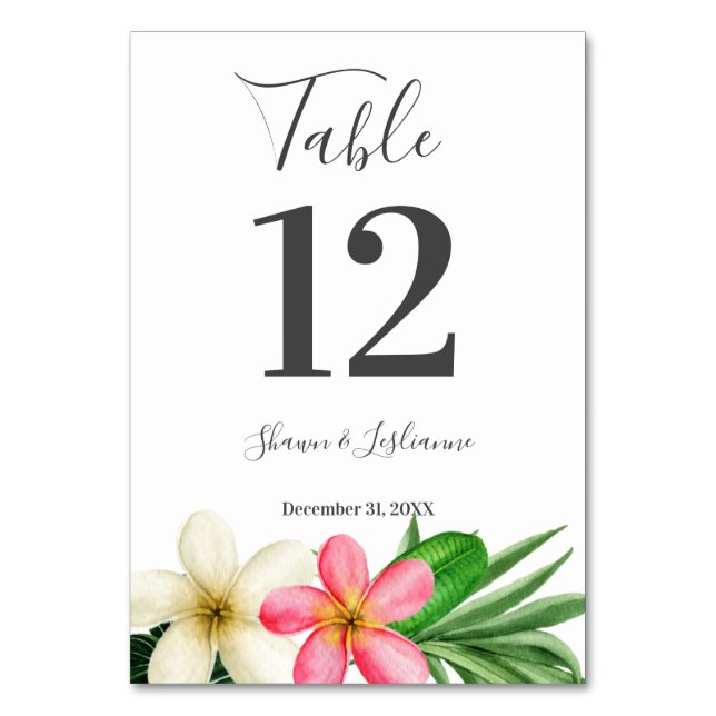 Tropical Hawaiian Floral Table Number (Front)
