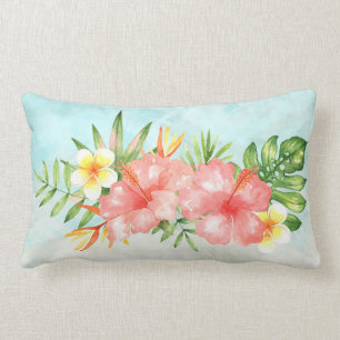 Tropical Hawaiian Floral Throw Pillow