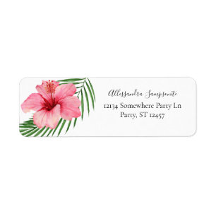 Tropical Hawaiian Floral White Return Address