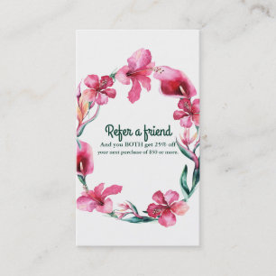 Tropical Hawaiian Flowers Elegant Refer a Friend Referral Card