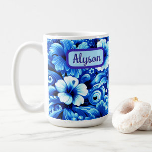 Tropical Hawaiian Flowers Hibiscus Personalised Coffee Mug
