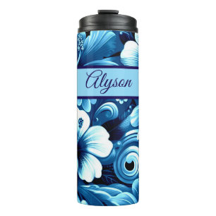 Tropical Hawaiian Flowers Hibiscus Personalised Thermal Tumbler