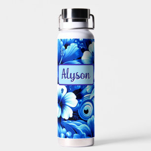 Tropical Hawaiian Flowers Hibiscus Personalised Water Bottle