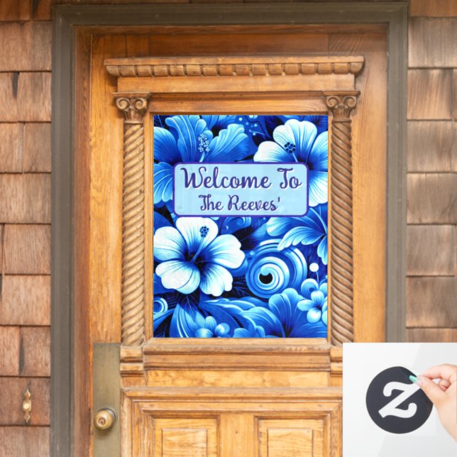 Tropical Hawaiian Flowers Hibiscus Personalised Window Cling (Home Door)