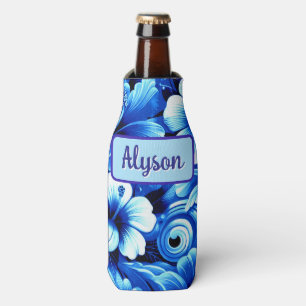 Tropical Hawaiian Flowers Hibiscus Personalized Bottle Cooler