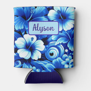 Tropical Hawaiian Flowers Hibiscus Personalized Can Cooler