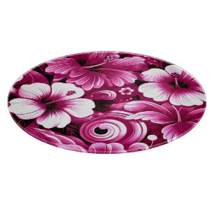 Tropical Hawaiian Flowers Hibiscus Pink Pattern Cutting Board