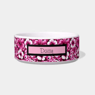 Tropical Hawaiian Flowers Hibiscus Pink White Bowl