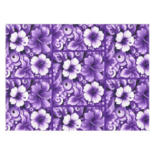 Tropical Hawaiian Flowers Hibiscus Purple Pattern Tablecloth