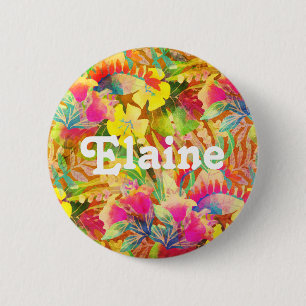 Tropical Hawaiian flowers leaves colourful floral 6 Cm Round Badge